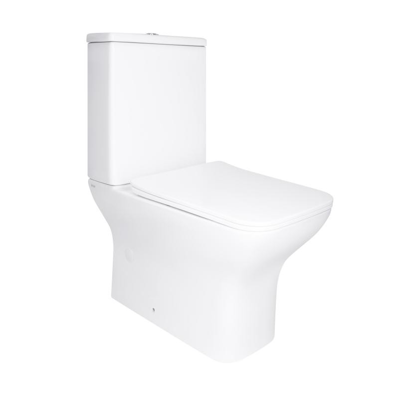 Унітаз підлоговий Qtap Aries Rimless безобідковий з сидінням Soft-close WHITE (QT03228302W)