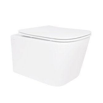 Унитаз подвесной Crow Rimless 485 х 340 х 330 мм, White, с сиденьем Slim Duroplast / Soft-close / Quick Release Qtap (QT05335171RW)
