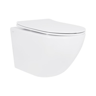 Унитаз подвесной Jay Rimless 485 x 360 x 320 мм, White, с сиденьем Slim Duroplast / Soft-close / Quick Relase Qtap (QT07335177RW)
