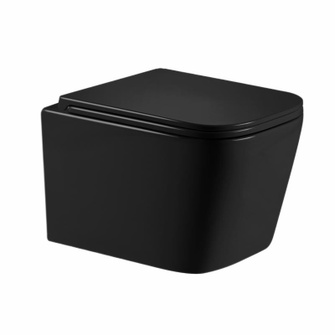 Унитаз подвесной Qtap Crow Ultra Quiet 485 x 340 x 290 мм, Matt Black, с сиденьем Slim Duroplast/ Soft-close / Quick Release (QT05335171MB)