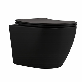 Унітаз підвісний Qtap Robin New Ultra Quiet із сидінням із сидінням Soft-Close MATT BLACK (QT13332381АSMB)