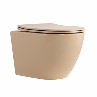 Унитаз подвесной Qtap Robin Ultra Quiet 520 x 365 x 340 мм, Beige, с сиденьем Slim Duroplast / Soft-close / Quick Release (QTROB26SB48997)