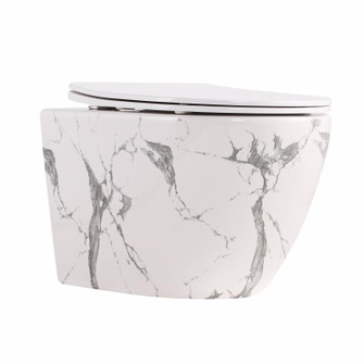 Унитаз подвесной Qtap Robin Ultra Quiet 520 x 365 x 340 мм, Marble, с сиденьем Slim Duroplast / Soft-close / Quick Release (QTROB26MR48998)