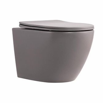 Унитаз подвесной Qtap Robin Ultra Quiet 520 x 365 x 340 мм, Stone grey, с сиденьем Slim Duroplast / Soft-close / Quick Release (QTROB26SG48996)