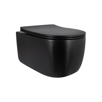 Унитаз подвесной Qtap Taurus Ultra Quiet 515 x 360 x 350 мм, Matt Black, с сиденьем Slim Duroplast / Soft-close / Quick Release (QTTAU28BLM50504)