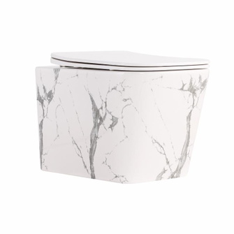 Унитаз подвесной Qtap Tern Ultra Quiet 520 x 345 x 325 мм, Marble, с сиденьем Slim Duroplast / Soft-close / Quick Release (QTTER26MR49002)