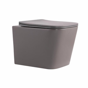 Унитаз подвесной Qtap Tern Ultra Quiet 520 x 345 x 325 мм, Stone grey, с сиденьем Slim Duroplast / Soft-close / Quick Release (QTTER26SG49000)