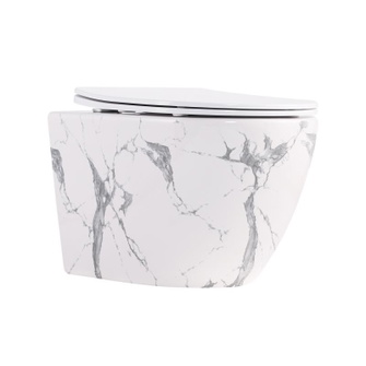 Унитаз подвесной Robin Ultra Quiet 490 x 365 x 325 мм, Marble, с сиденьем Slim Duroplast / Soft-close / Quick Release Qtap (QT13332381АSMR)