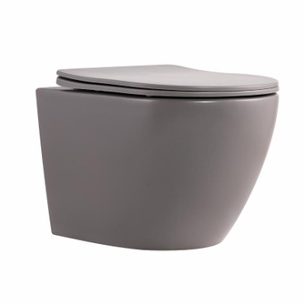 Унитаз подвесной Robin Ultra Quiet 490 x 365 x 325 мм, Stone Grey, с сиденьем Slim Duroplast / Soft-close / Quick Release Qtap (QT13332381АSSG)