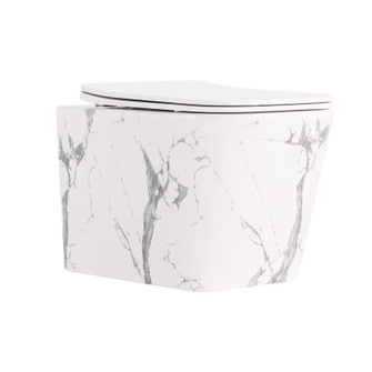 Унитаз подвесной Tern Ultra Quiet 490 x 365 x 325 мм, Marble, с сиденьем Slim Duroplast / Soft-close / Quick Release Qtap (QT17332303ASMR)
