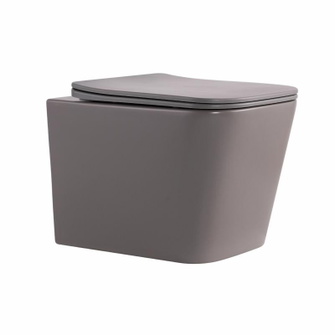Унитаз подвесной Tern Ultra Quiet 490 x 365 x 325 мм, Stone Grey, с сиденьем Slim Duroplast / Soft-close / Quick Release Qtap (QT17332303ASSG)