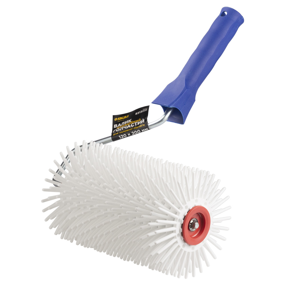 Валик голчастий Sigma аераційний для наливної підлоги 120 х 200 мм з ручкою біла голка