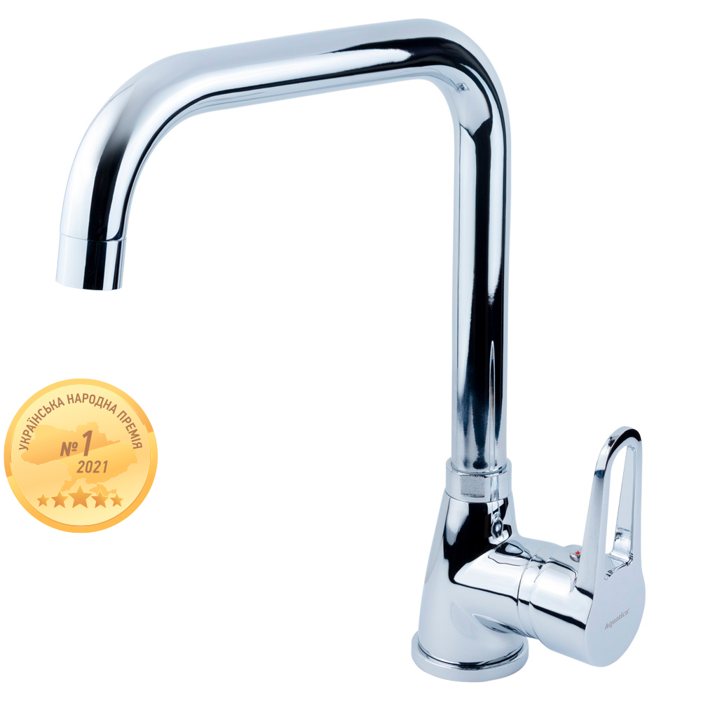 Змішувач для кухні Aquatica HL гусак на гайці Ø35 мм