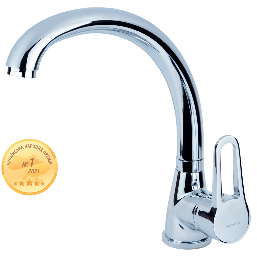 Змішувач для кухні Aquatica HL гусак вухо на гайці Ø35 мм