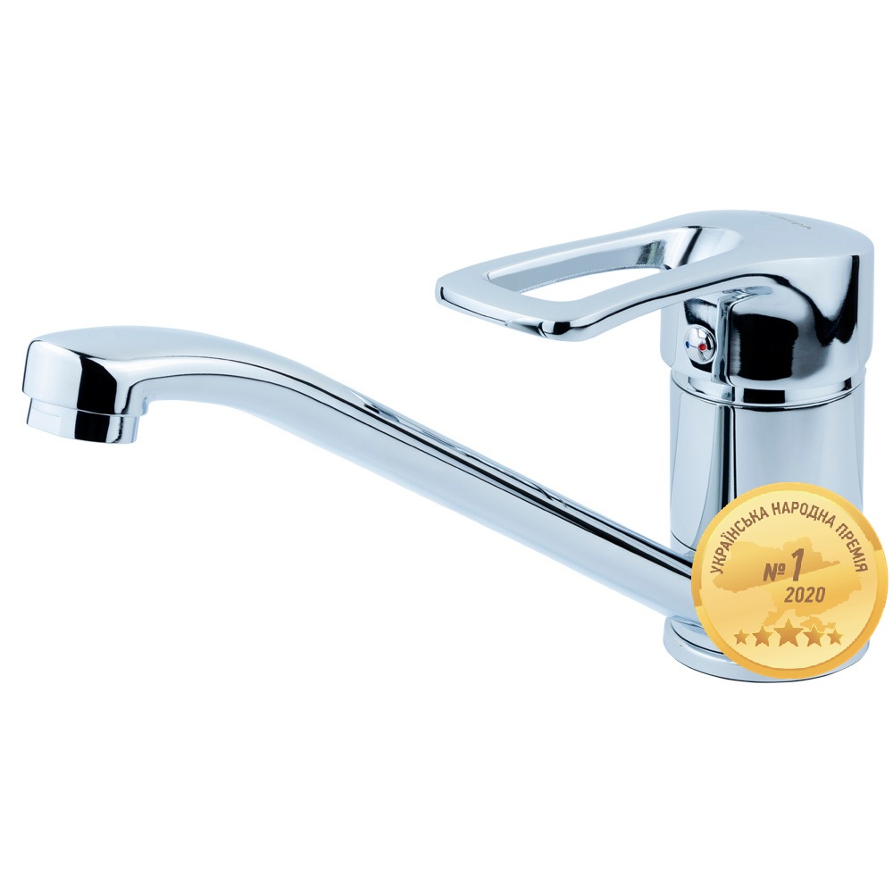 Змішувач для кухні Aquatica MD гусак прямий 250мм на шпильці Ø40 мм