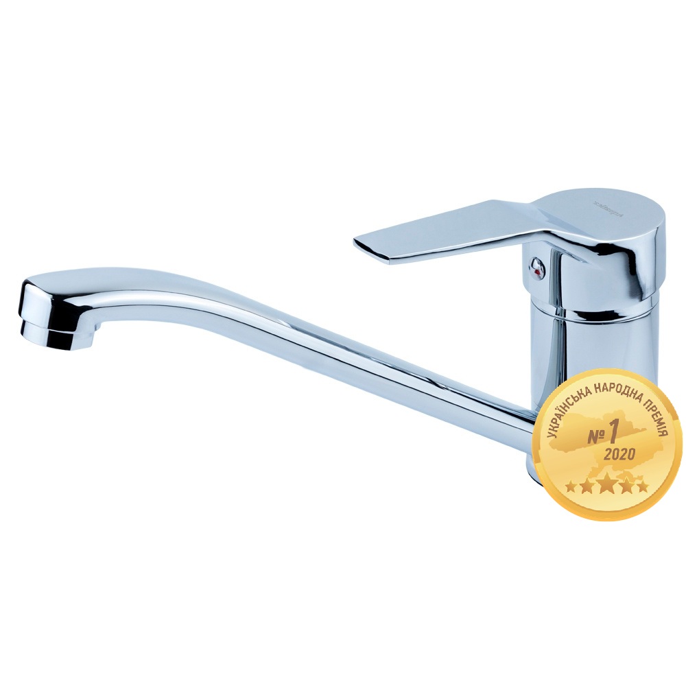 Змішувач для кухні Aquatica MJ гусак прямий 250мм на гайці Ø40 мм