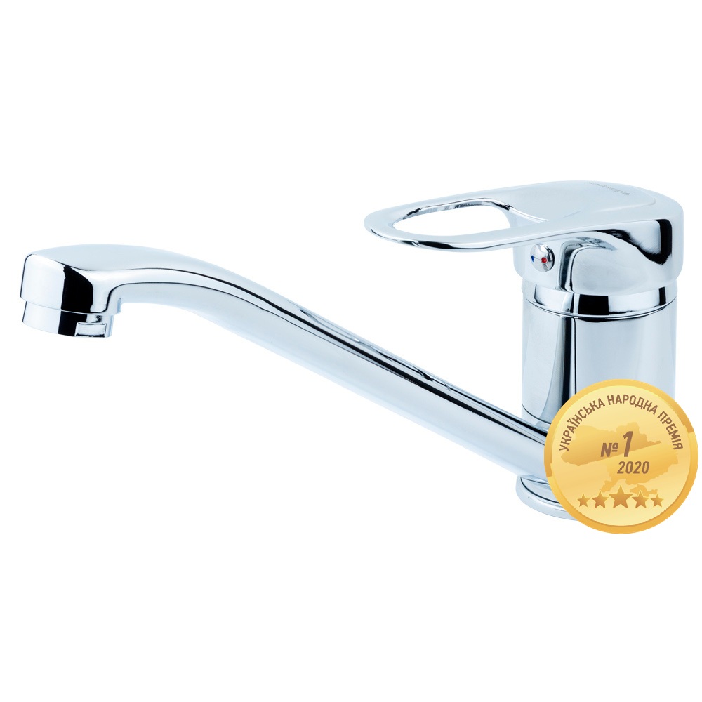 Змішувач для кухні Aquatica MJ гусак прямий 250мм на шпильці Ø40 мм