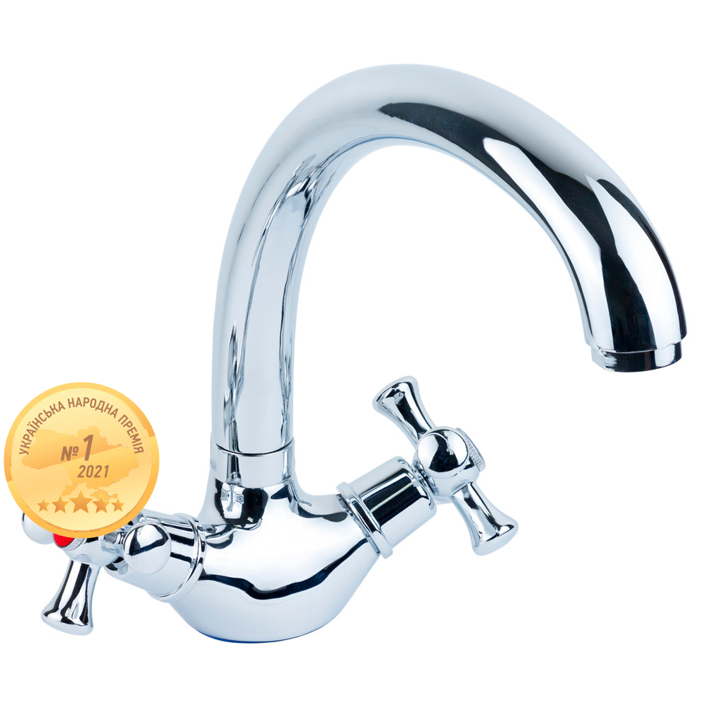 Змішувач для кухні Aquatica PL 1/2" гусак вухо на гайці Змішувач для кухні Aquatica PL 1/2" гусак вухо на гайці