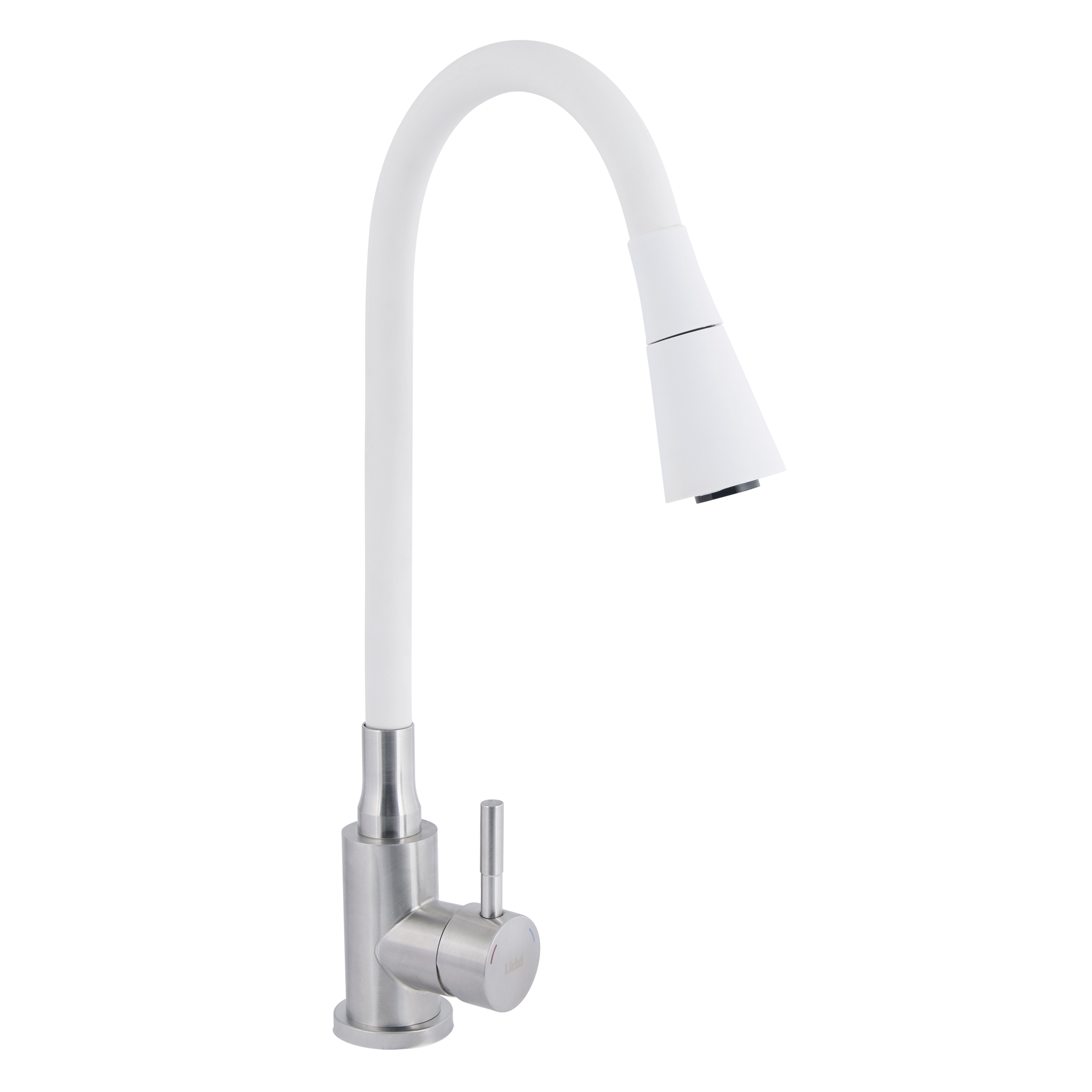 Змішувач для кухні Lidz Aria 015F31 з гнучким виливом (k35) White / Nickel (LDARI015F31WNK36981)