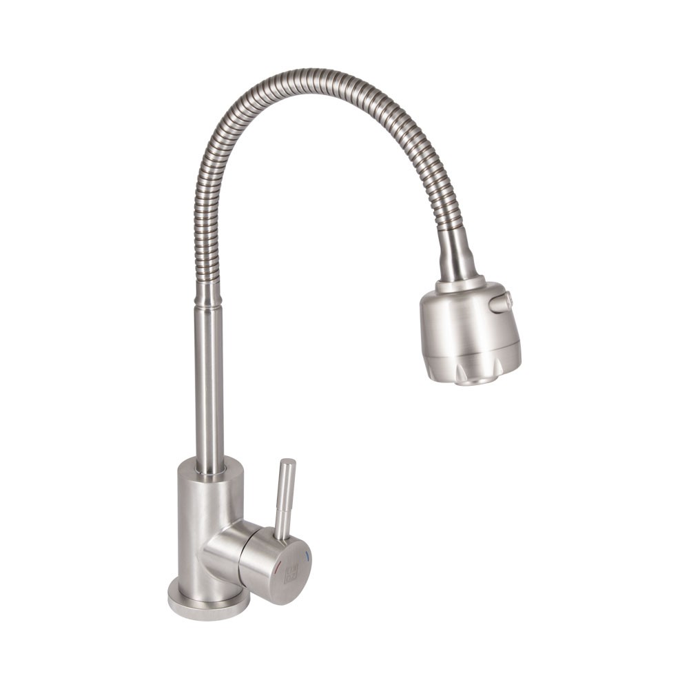 Змішувач для кухні Lidz Aria 015F41 з гнучким виливом (k35) Nickel (LDARI015F41NKS45306)