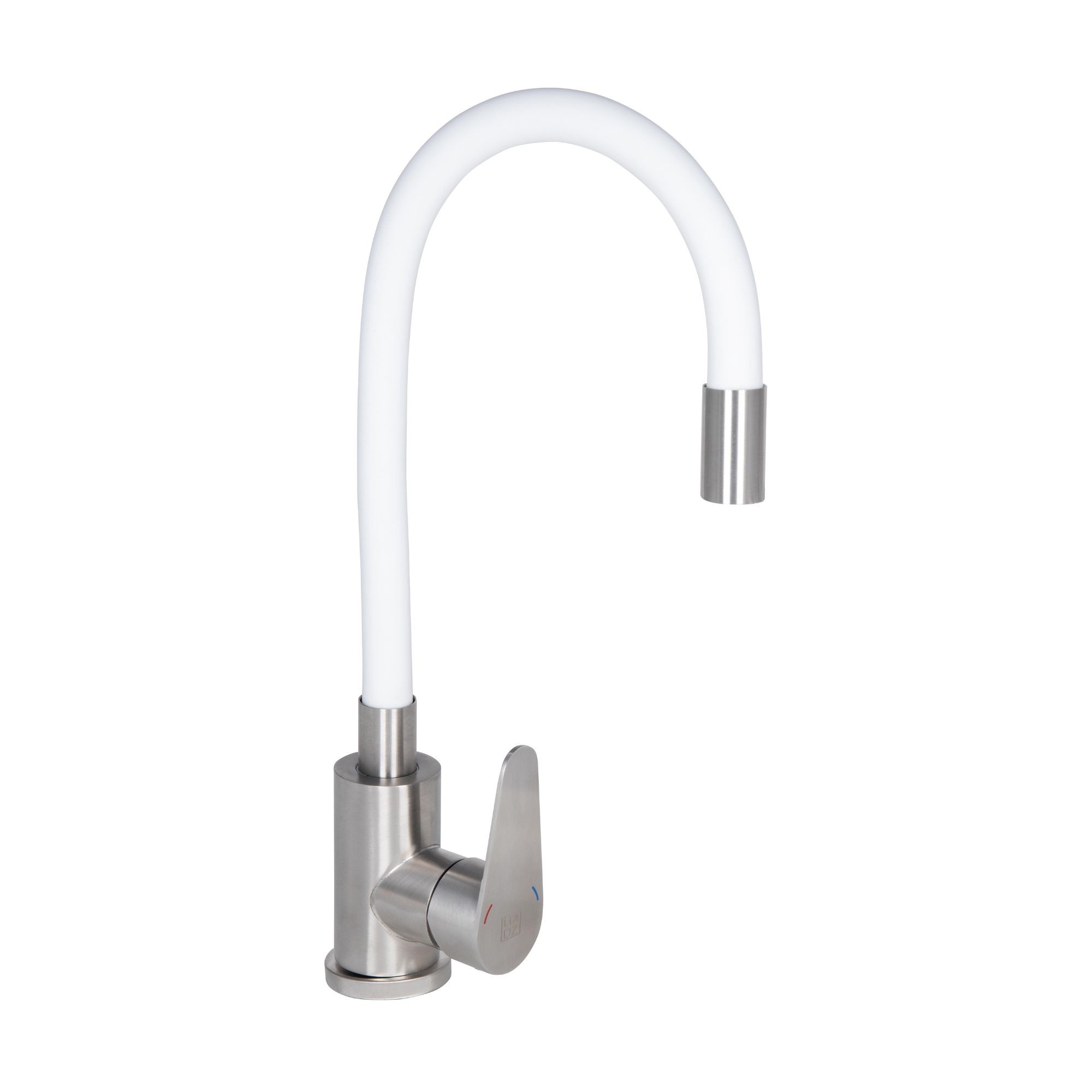Змішувач для кухні Lidz Vida 015F3 з гнучким виливом (k35) White / Nickel (LDVID015F3WHI43357)