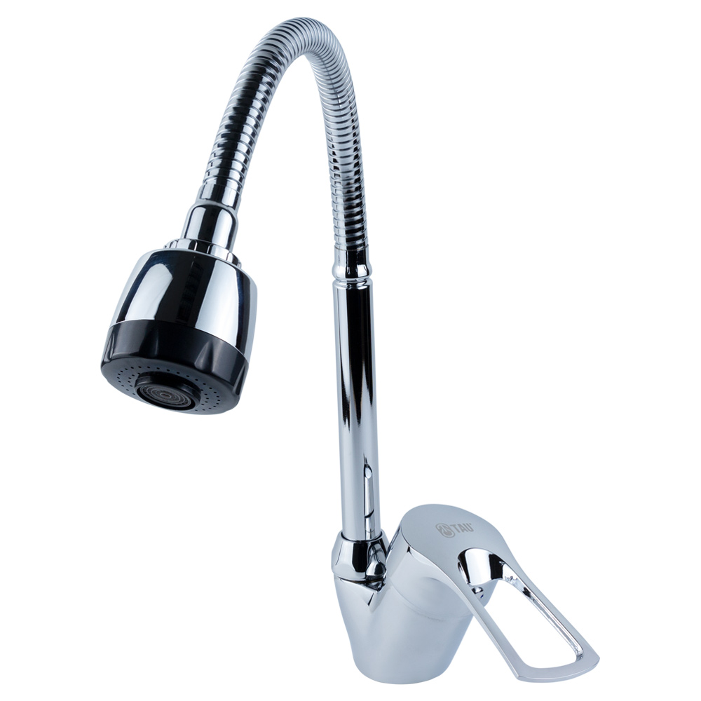 Змішувач для кухні TAU s43 гусак гофрований на гайці Ø40 мм Змішувач для кухні TAU s43 гусак гофрований на гайці Ø40 мм