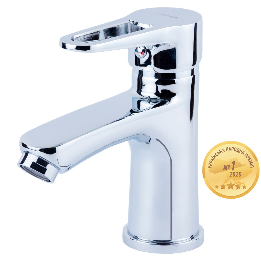 Змішувач для раковини Aquatica HK литий на гайці Ø35 мм Змішувач для раковини Aquatica HK литий на гайці Ø35 мм