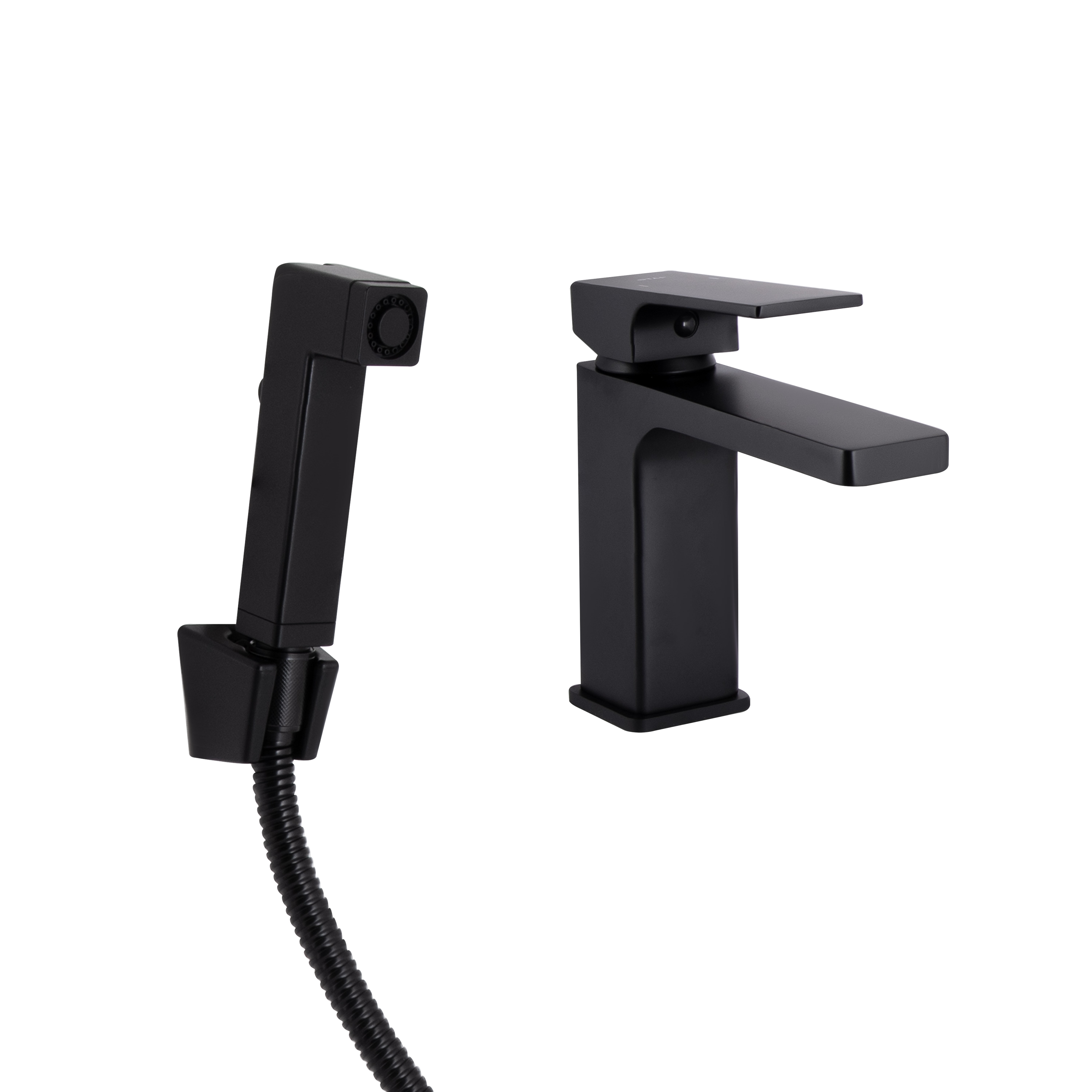 Змішувач для раковини Qtap Gemini (з гігієнічним душем) Black Matt (QTGEM272BLM45690)