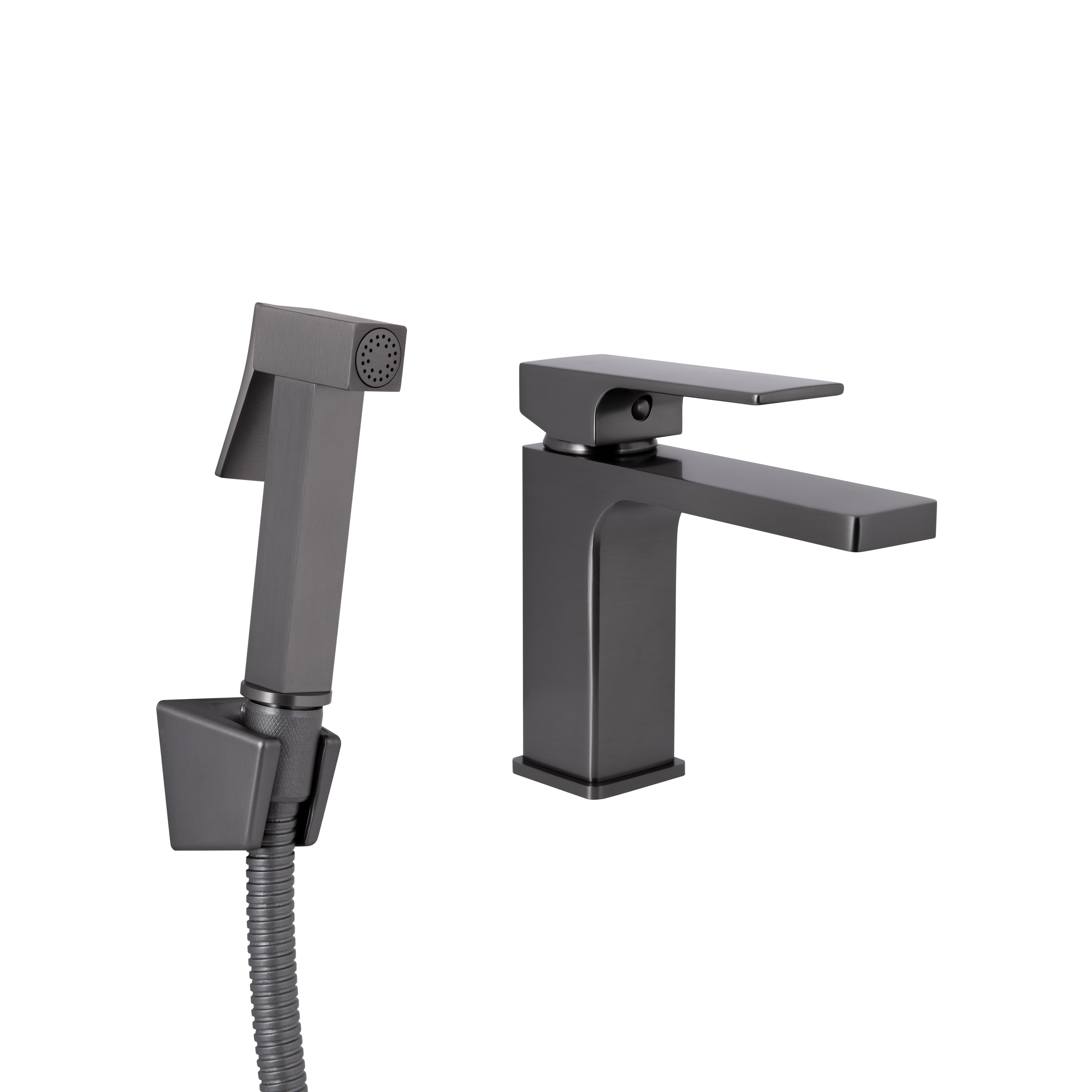 Змішувач для раковини Qtap Gemini (з гігієнічним душем) Gunmetal Black PVD (QTGEM272GMB45692)