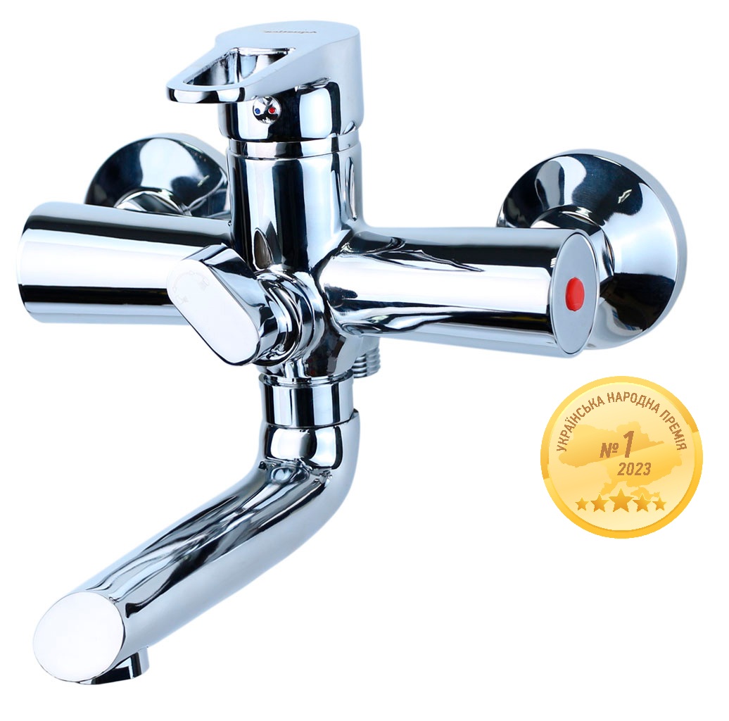 Змішувач для ванни Aquatica HK гусак прямий 150мм дивертор вбудований картриджний Ø35 мм