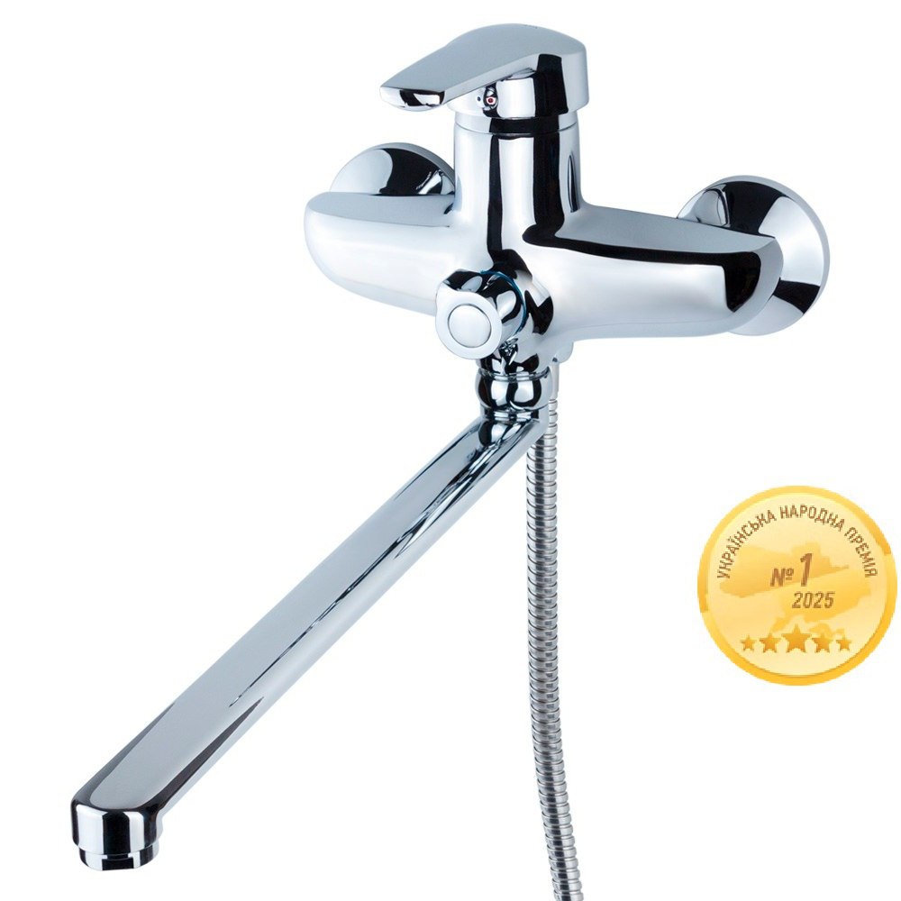 Смеситель для ванны Aquatica HM прямой излив 350мм встроенный картриджный дивертор Ø40 мм