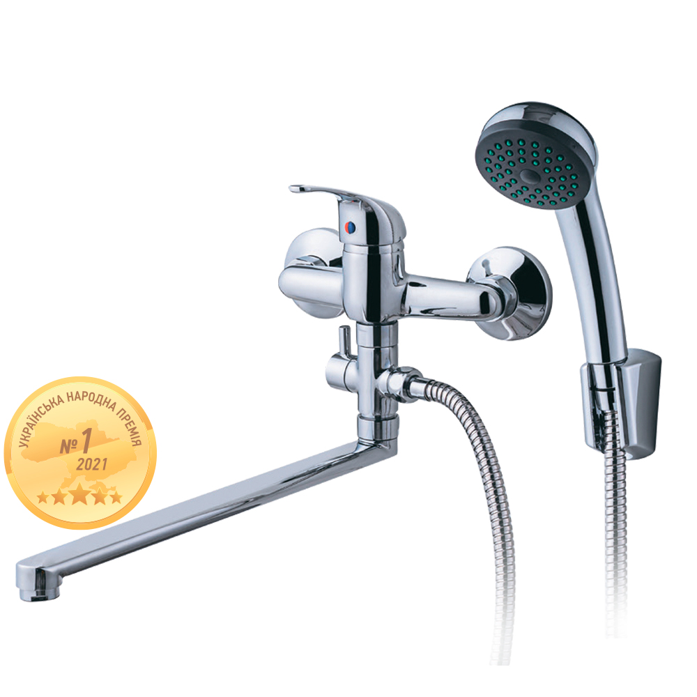 Змішувач для ванни Aquatica IG вилив прямий 323 мм дивертор виносний картриджний Ø35 мм