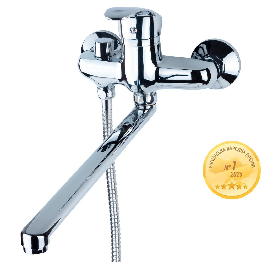 Змішувач для ванни Aquatica NL вилив прямий 350мм дивертор вбудований картриджний Ø40 мм