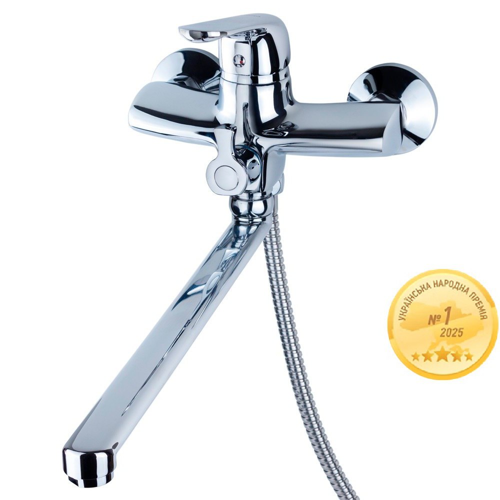 Змішувач для ванни Aquatica NM вилив прямий 350мм дивертор вбудований картриджний Ø40 мм