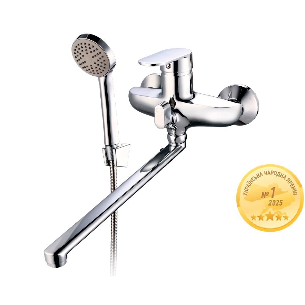 Змішувач для ванни Aquatica s33 вилив прямий 350мм дивертор вбудований картриджний Ø40 мм Змішувач для ванни Aquatica s33 вилив прямий 350мм дивертор вбудований картриджний Ø40 мм