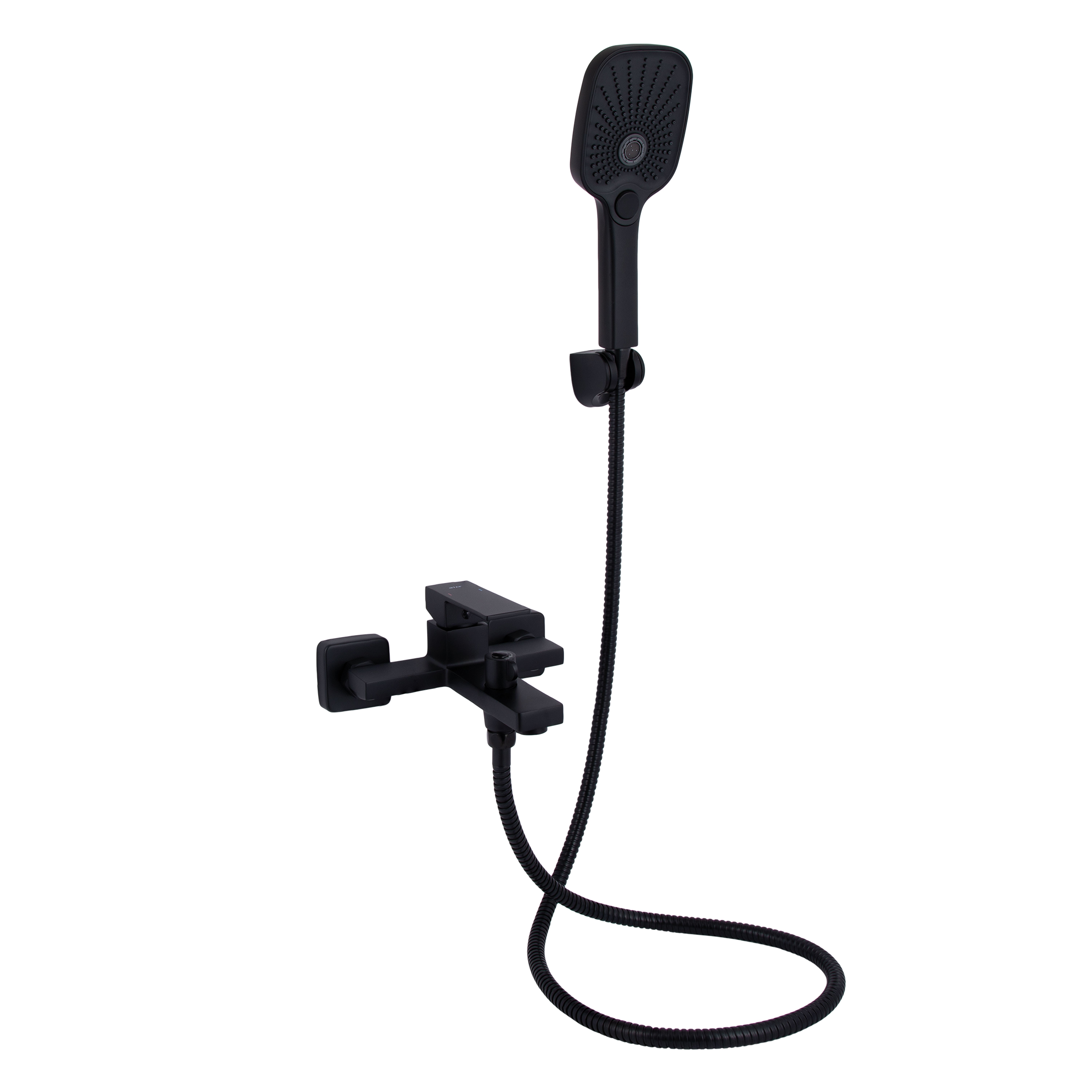 Змішувач для ванни Qtap Gemini (з душовим гарнітуром) Black Matt (QTGEM259BLM45682)