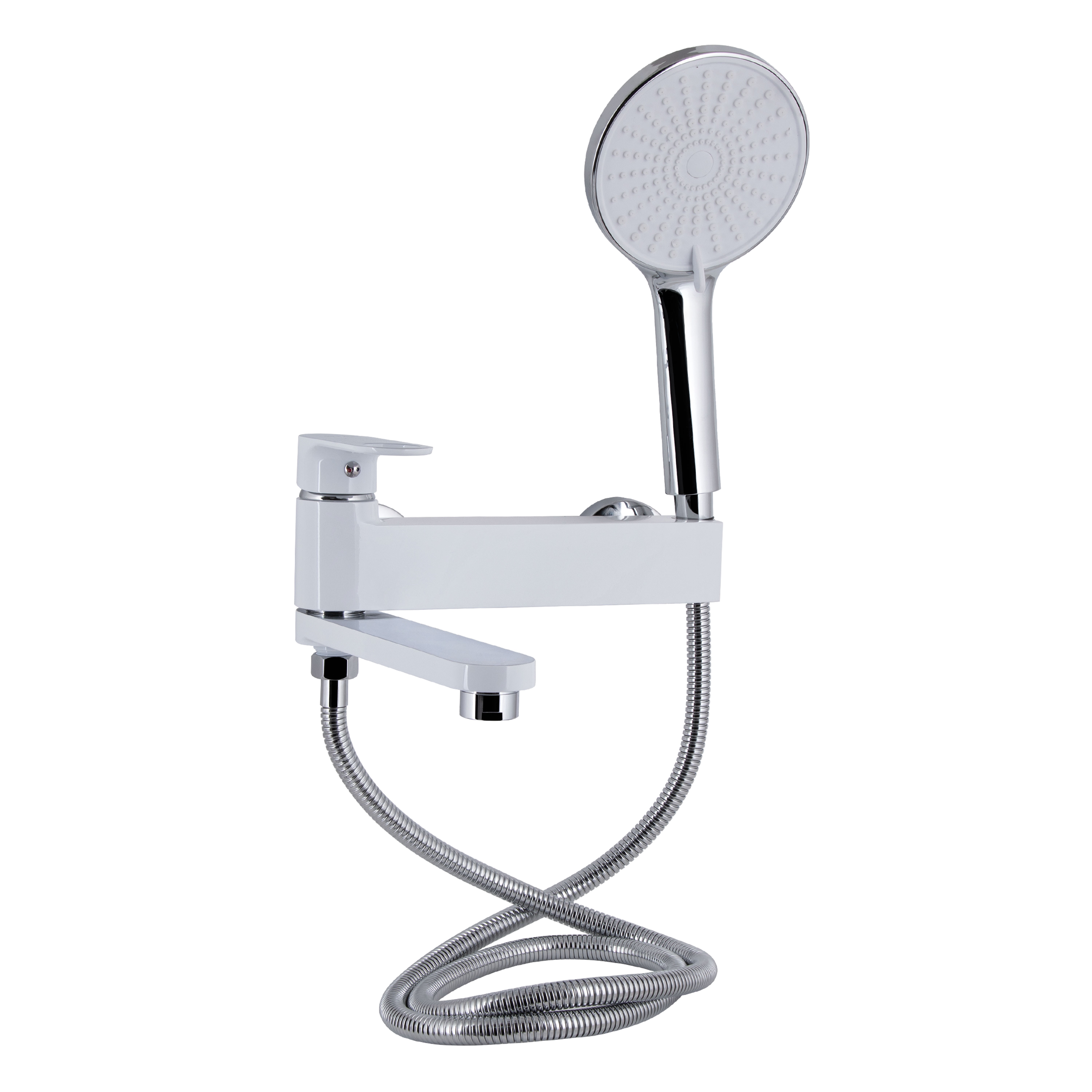 Змішувач для ванни Qtap Jay з поворотним виливом (з душовим гарнітуром) Chrome/White (QTJAY260CRW45554)