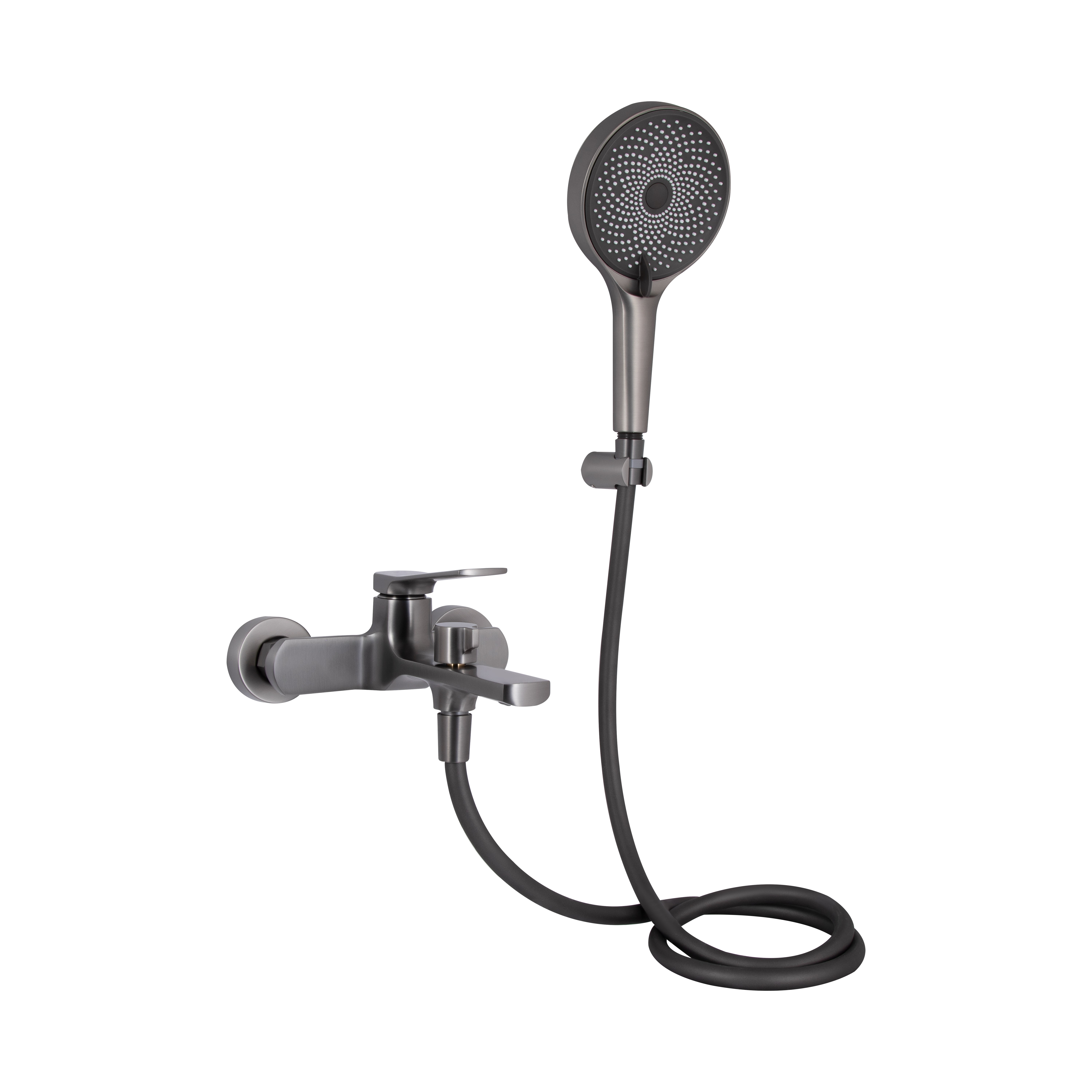Змішувач для ванни Qtap Slavonice (з душовим гарнітуром) Gunmetal Black PVD (QTSLV259GMB48035)