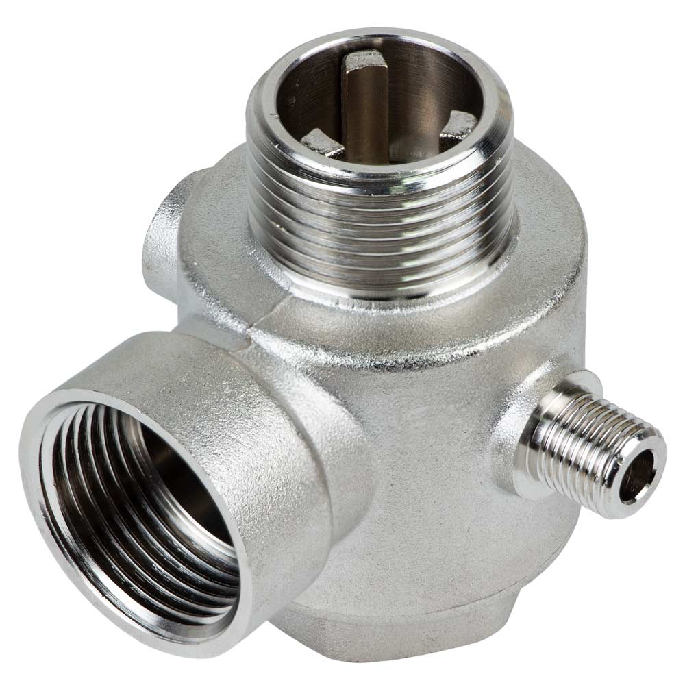 З'єднувач Aquatica п'ятививідний + зворотний клапан 80мм M1" x F1" x F1" x M1/4" x F1/4" Silver 480 г